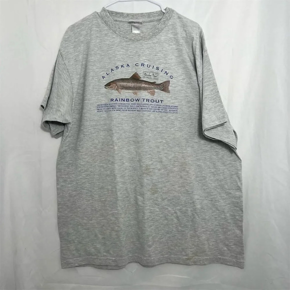 Tropic Plus Men's 2XL Gray Vintage Fishing Graphic T-Shirt Short‎ Sleeve - Picture 1 of 7
